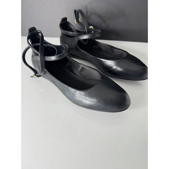 MaxMara Max Mara Norma Black Leather Ballet Flats EU 36.5 US 6.5 New - Picture 4 of 9